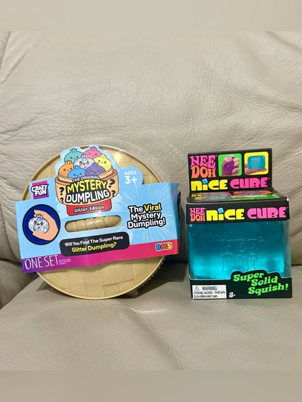 NeeDoh BLUE Nice Cube & RMS Crazy Fun Mystery Dumpling Glitter Edition Sealed!